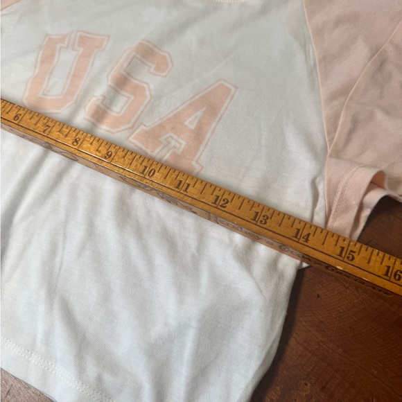 NWOT - Nordstrom’s BP Abound Pink and White USA Crop Top - Picture 5 of 6